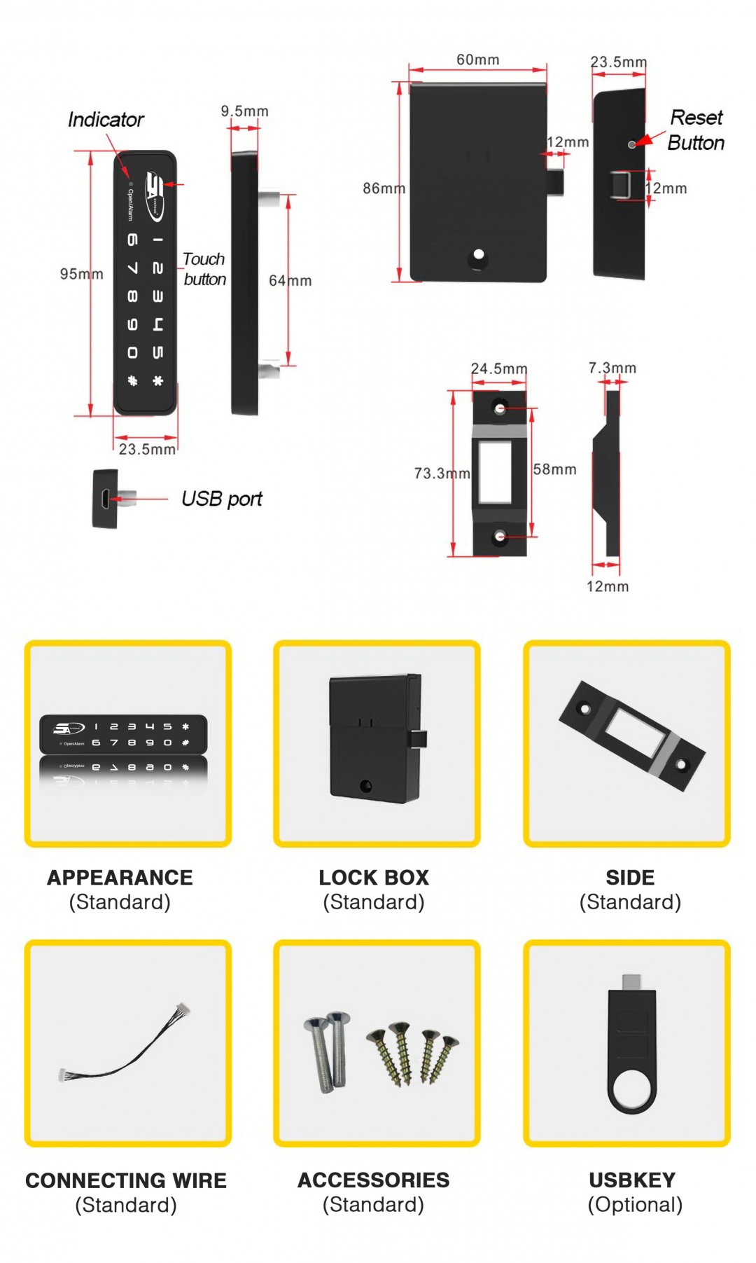 Smart high quality wardrobe password lock 5A F001